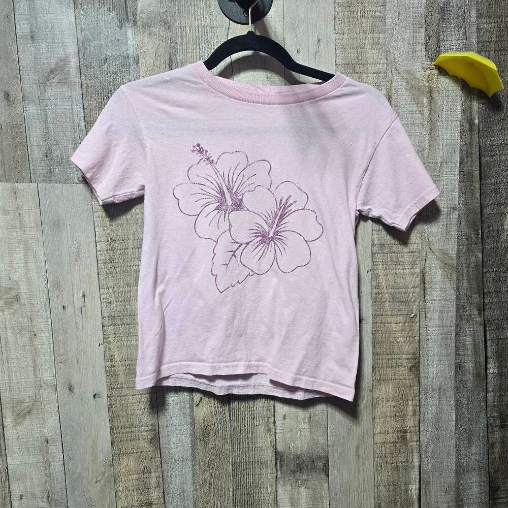 Tilly's Pink Floral Hibiscus Babydoll Crop Top XS Trendy Coastal Spring Summer